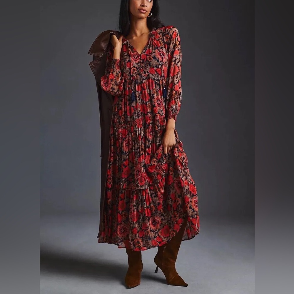 NWT Anthropologie Marais Maxi Chiffon Dress Size XXS Z268